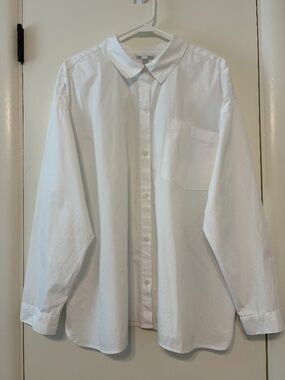 J. Jill Women's Plus Classic White One-Pocket L/S Button-Front Shirt Top 2X